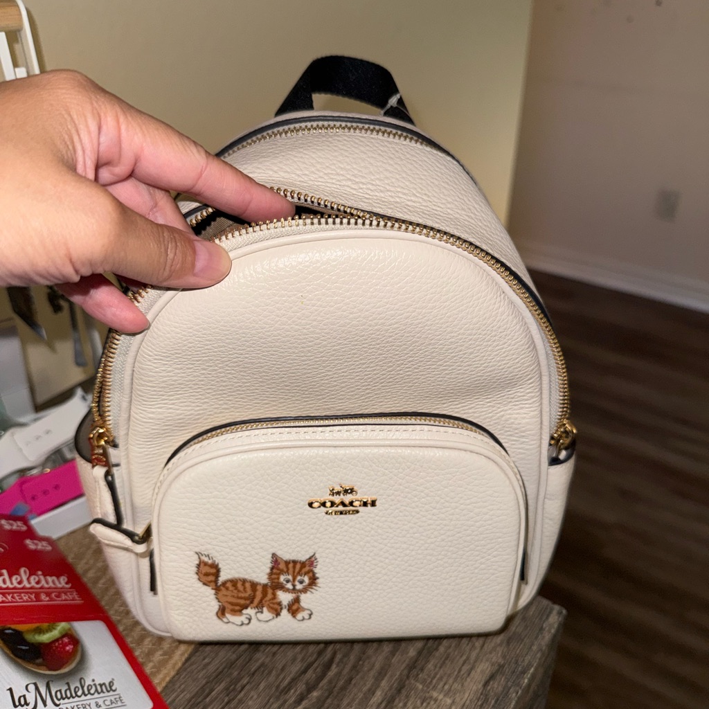 Coach Cream Backpack With Cat